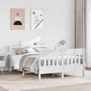 vidaXL Sängram utan madrass vit 140x190 cm massiv furu