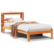 vidaXL Sängram utan madrass vaxad brun 90x200 cm massiv furu