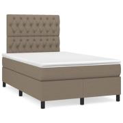 vidaXL Ramsäng med madrass & LED taupe 120x190 cm tyg