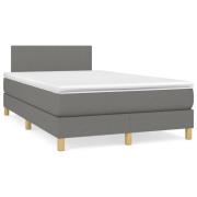vidaXL Ramsäng med madrass & LED mörkgrå 120x190 cm tyg