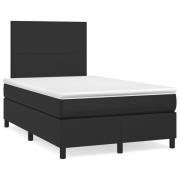vidaXL Ramsäng med madrass & LED svart 120x190 cm konstläder