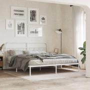vidaXL Sängram med huvudgavel metall vit 180x200 cm