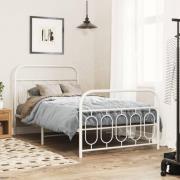 vidaXL Sängram med huvudgavel och fotgavel vit metall 100x200 cm
