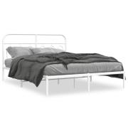 vidaXL Sängram med huvudgavel metall vit 150x200 cm