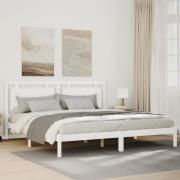 vidaXL Sängram utan madrass extra lång vit 200x220 cm massivt trä