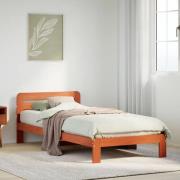 vidaXL Sängram utan madrass vaxbrun 75x190 cm massiv furu