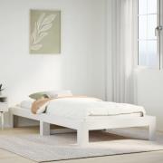 vidaXL Sängram utan madrass vit 75x190 cm massiv furu