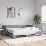 vidaXL Dagbädd med madrasser utdragbar ljusgrå 80x200 cm tyg
