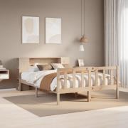 vidaXL Säng med bokhylla utan madrass 150x200cm massiv furu