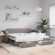 vidaXL Dagbädd utdragbar med lådor taupe 90x200 cm tyg