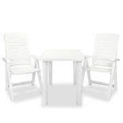vidaXL Caféset 3 delar plast vit