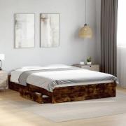 vidaXL Sängram med lådor rökfärgad ek 120x200 cm konstruerad trä