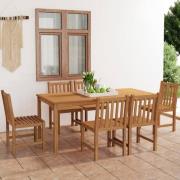 vidaXL 7-delad trädgårdsmatgrupp 180x90 cm massiv teak