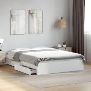 vidaXL Sängram med lådor vit 140x190 cm konstruerat trä