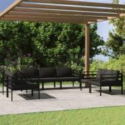 vidaXL Loungegrupp för trädgården 7 delar med dynor aluminium antracit