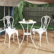 vidaXL Caféset 3 delar gjuten aluminium vit