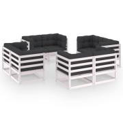 vidaXL Loungegrupp med dynor 8 delar massiv furu