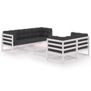 vidaXL Loungegrupp med dynor 6 delar massiv furu