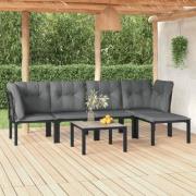 vidaXL Loungegrupp för trädgården 6 delar konstrotting grå och svart