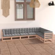 vidaXL Loungegrupp för trädgården med dynor 7 delar massiv furu