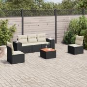 vidaXL Loungegrupp med dynor 6 delar svart konstrotting