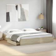 vidaXL Sängram med lådor sonoma-ek 200x200 cm konstruerat trä