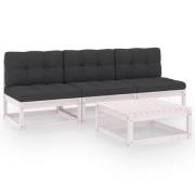 vidaXL Loungegrupp med dynor 4 delar massiv furu