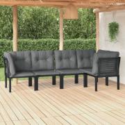 vidaXL Loungegrupp 5 delar konstrotting svart och grå