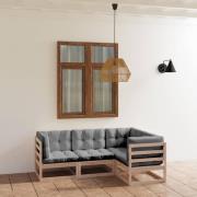 vidaXL Loungegrupp med dynor 4 delar massiv furu