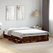 vidaXL Sängram med lådor rökfärgad ek 120x190 cm konstruerad trä