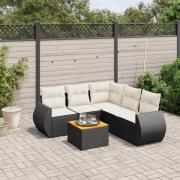 vidaXL Loungegrupp med dynor 6 delar svart konstrotting