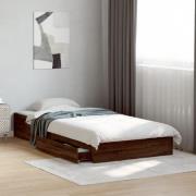 vidaXL Sängram med lådor brun ek 75x190 cm konstruerad trä