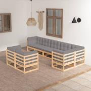 vidaXL Loungegrupp för trädgården med dynor 8 delar massiv furu