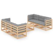 vidaXL Loungegrupp med dynor 7 delar massiv furu