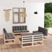 vidaXL Loungegrupp med dynor 8 delar massiv furu