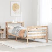 vidaXL Sängram med huvudgavel 90x200 cm massiv furu
