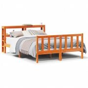 vidaXL Sängram med huvudgavel vaxbrun 140x190 cm massiv furu