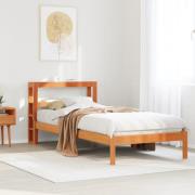 vidaXL Sängram med huvudgavel vaxbrun 100x200 cm massiv furu