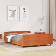 vidaXL Sängram utan madrass vaxbrun 140x200 cm massiv furu