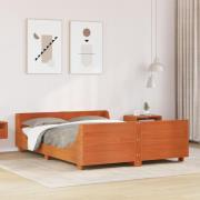 vidaXL Sängram utan madrass vaxbrun 160x200 cm massiv furu