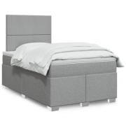 vidaXL Ramsäng med madrass ljusgrå 120x190 cm tyg