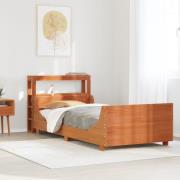 vidaXL Sängram utan madrass vaxad brun 90x190 cm massiv furu