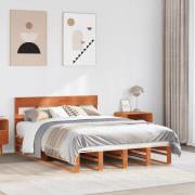 vidaXL Sängram utan madrass vaxbrun 120x190 cm massiv furu