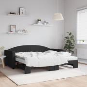 vidaXL Dagbädd med extrabädd och madrasser svart 90x190 cm tyg
