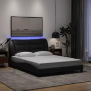 vidaXL Sängram med LED utan madrass svart 120x200 cm tyg