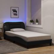 vidaXL Sängram med LED utan madrass svart 100x200 cm tyg
