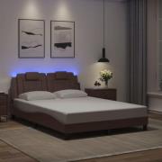 vidaXL Bed Frame "Viana" with LED without Mattress Brown 140x190 cm