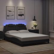 vidaXL Sängram med LED-belysning svart 140x190 cm konstläder