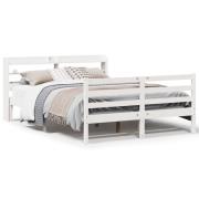vidaXL Sängram med huvudgavel vit 120x190 cm massiv furu