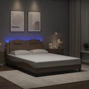 vidaXL Bed Frame "Viana" with LED without Mattress Cappuccino 140x190 ...